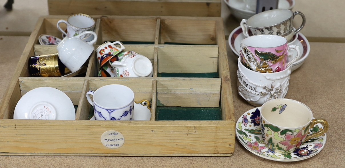 A quantity of various European cabinet cups and saucers to include Copenhagen, Spode, Royal Crown Derby etc.